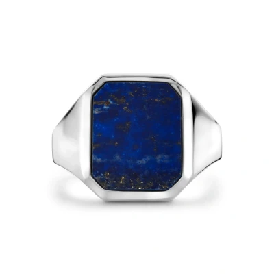 Afbeelding van Gerhodineerd Zilver Zegelring Massief Lapis 13 X 11Mm 1337944