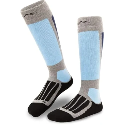Afbeelding van gipfelsport skisokken voor heren, dames en kinderen, warme merinoskisokken, thermische wintersokken met bekleding, kniekousen, winter, snowboarding, grijs (1 x paar), 36 38