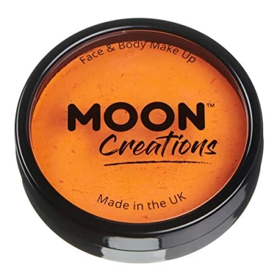 Afbeelding van Moon Creations professionele make up voor gezicht en lichaam, taartvormen met kleurrijke verf up, kinderen, volwassenen, Halloween, fel oranje, 36 g