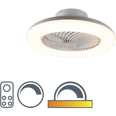 Afbeelding van QAZQA clima Dimbare LED Plafondventilator met Verlichting Lamp en Afstandsbediening 1 lichts Ø 55.5 cm Wit Woonkamer Slaapkamer Keuken