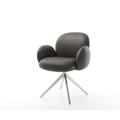Afbeelding van DELIFE Draaistoel Nube Flex microvelours antraciet vintage kruisframe breed roestvrij staal 360 draaibaar rocker functie pocketveer kern