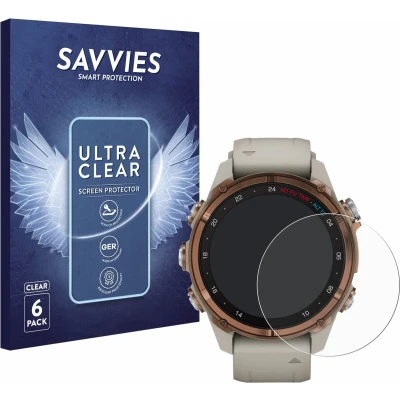 Afbeelding van Savvies Screenprotector voor Garmin Descent Mk3 (43 mm) Folie Beschermfolie transparant (6 Stuks)