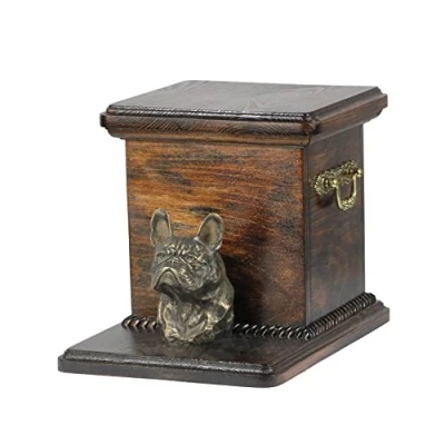 Afbeelding van Art Dog Handgemaakte Aangepaste Hondenherdenkingsurn Koudgegoten Bronzen Hondenkop op Berkenbasis Gepersonaliseerde Hondencrematiedoos 19x31x22cm Franse bulldog