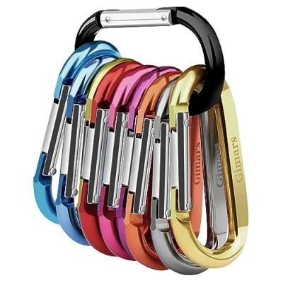 Afbeelding van Gimars 10 stuks geveerde sluiting, karabijnhaak, sleutelhanger, aluminium karabijnhaak voor kamperen, vissen, wandelen of reizen