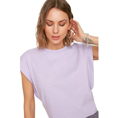 Afbeelding van Trendyol TWOSS20TS0021 Volwassenen Vrouwen T shirt Single lila XS