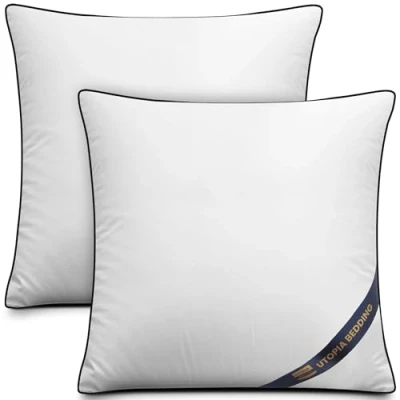 Afbeelding van Utopia Bedding set van 2 kussens, kussenvulling voor bed en als sierkussens, bankkussens, sierkussens bank (Wit, 60 x cm)