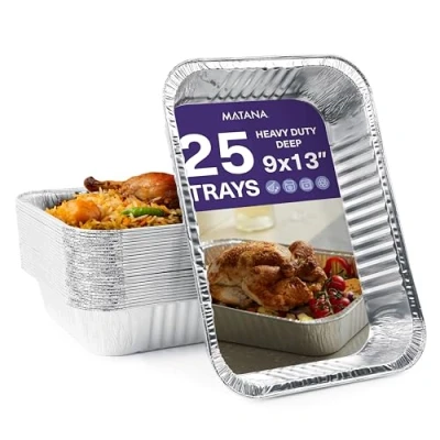 Afbeelding van MATANA 25 XXL Wegwerp Aluminium Bakjes 5000ml / 37x22cm Sterk, Lekvrij &amp; Praktisch