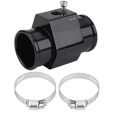 Afbeelding van Watertemperatuur verbindingspijp, aluminium, auto, slang, sensor, meter, adapter, zwart (36mm)