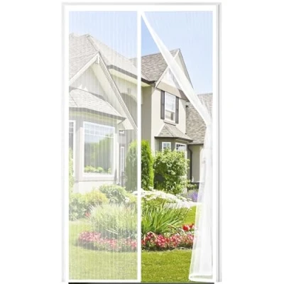Afbeelding van Auxmir, Magnetisch muggennet, 90 x 200 cm, gordijn tegen insecten, voordeur, terrasdeur, luchtdoorlatend, automatische sluiting met fijn net, wit