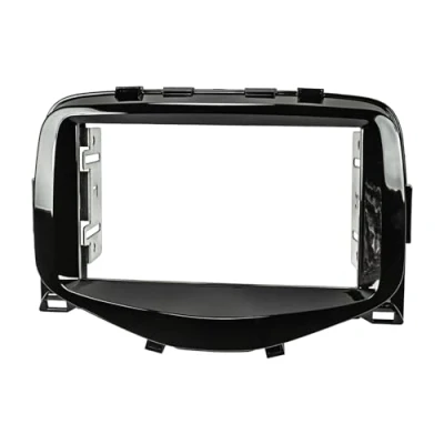 Afbeelding van tomzz Audio 2455 003 Dubbele Din Radio installatie frame geschikt voor Toyota Aygo, Citroen c1, Peugeot 108 uit 2014, pianolak zwart