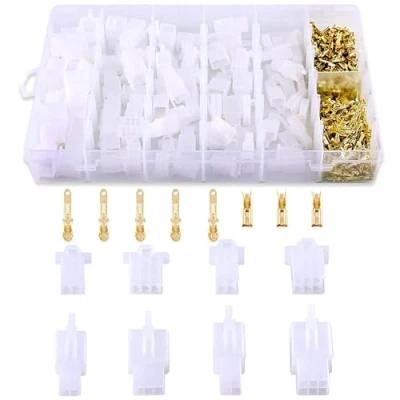 Afbeelding van Set van 480 platte steekhulzen, 2,8 mm stekkerset, 2, 3, 4, 6 polige kabelconnectoren, kabelschoenen, mannelijk en vrouwelijk, aansluitklemmen, met isolatiehuls, assortiment