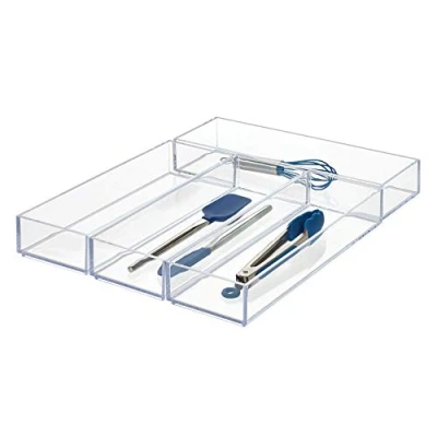 Afbeelding van iDesign Helderheid laden, keuken en badkamerorganisatie, bestek, spatel, gadgets, groot, 4 stuks
