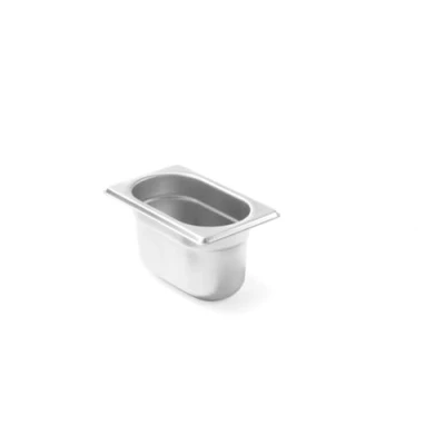 Afbeelding van HENDI Gastronorm container, temperatuurbestendig van 40 tot 300C, geschikt voor ovens, bain marie, koelkasten en vriezers, chafing dishes, 0.6L, GN 1/9, 176x108x(H)65mm, roestvast staal