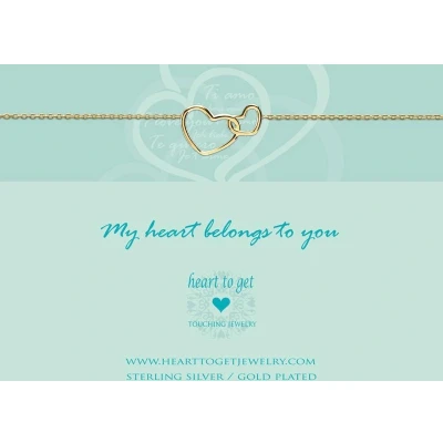 Afbeelding van heart to Get bracelet, gold plated, entwined hearts, my belongs you.