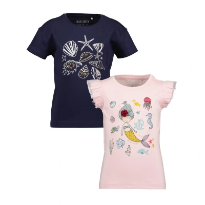 Afbeelding van Blue Seven 2ER SET Tshirt print voor kinderen, Maat: 92, M rose ultramarin