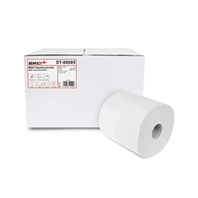 Afbeelding van Semy Top Handdoekrol Midi, binnenafwikkeling 20 cm, 2 laags, hoogwit, per stuk verpakt (1 x 6 stuks)