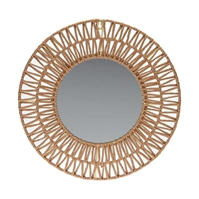 Afbeelding van Spiegel Wandspiegel Spiegels met Raffia rand rond Wand Bohemien
