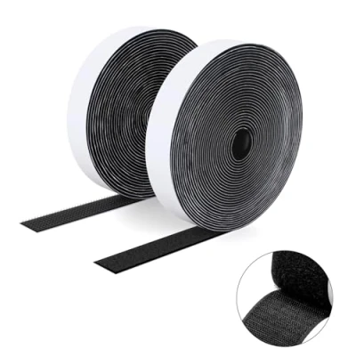 Afbeelding van SUTOUG Klittenband met zelfklevend, 20 mm x 5 m, duurzame haakband en lusband, extra sterke dubbelzijdige klittenbandsluiting, voor binnen buiten, zwart