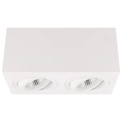 Afbeelding van Yphix Palermo Opbouwspot Vierkant 2 Lichtpunten Kantelbaar 173x90mm Wit LEDdirect.nl