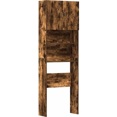 Afbeelding van Wasmachinekast 64x24x190 cm bewerkt hout gerookt eikenkleurig