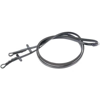 Afbeelding van Harry&#039;s Horse Teugels, leder met rubber gevoerd Cob Zwart
