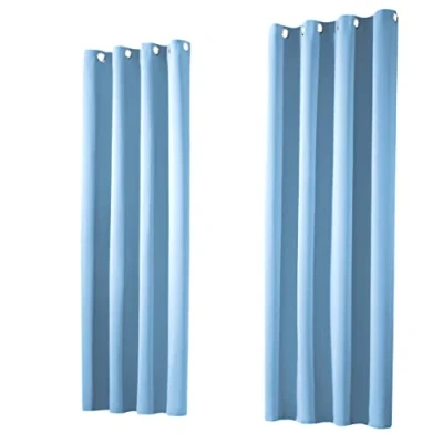 Afbeelding van Set van 2 thermische verduisteringsgordijnen met inslagringen, gordijnen, verduisterend, isolerend, ondoorzichtig 160 x 135 cm (h b), lichtblauw, type 139, stuks