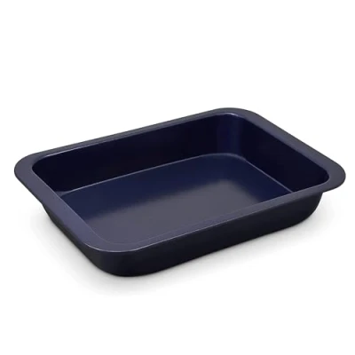 Afbeelding van Zyliss E980190 Ovenbak Met Antiaanbaklaag, 30cm x 20cm, Koolstofstaal, Donkerblauw, Premium Duurzame Oven Bakvormen, Vaatwasmachinebestendig, 5 Jaar Garantie