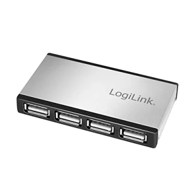 Afbeelding van LogiLink 4 poorts USB 2.0 hub met aluminium behuizing en incl. voeding