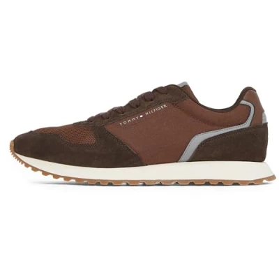 Afbeelding van Tommy Hilfiger NEW Runner FLAG Sneakers laag, Heren, Maat: 42, Ebony brown Leer en textiel