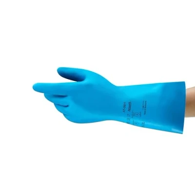Afbeelding van Ansell Alphatec 37 501 Nitril Handschoenen, Bescherming Tegen Chemicaliën, Chemicaliën En Vloeistofbescherming, Industriële Psa, Werkhandschoenen, Herbruikbaar, Blauw, Maat S (12 Paar)