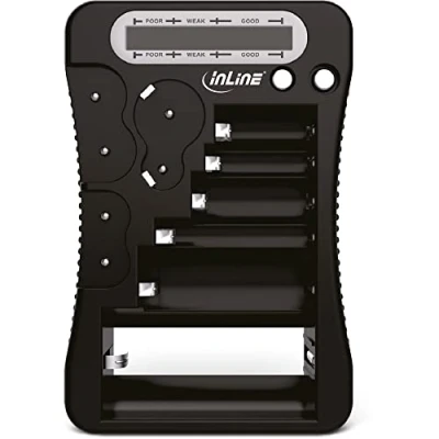 Afbeelding van InLine 01285 Accutester met lcd display, voor ronde en knoopcellen 9V blok