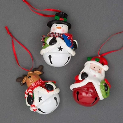 Afbeelding van SHATCHI Kerstmis Hangende Decoraties Kerstman Sneeuwman Rendier met Jingle Bells Xmas Boom Muur Huisdecoratie Ornamenten 3 stks Set, Multi Kleur