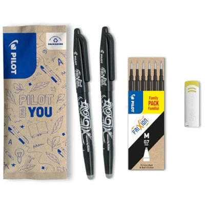Afbeelding van Pilot FriXion Ball, uitwisbare rollerball met vullingen en gum Ball Gemischtes 9er Set zwart
