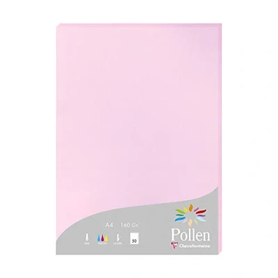 Afbeelding van Clairefontaine 14204C verpakking met 50 kaarten Pollen 160 g, DIN A4, 21 x 29,7 cm g. Bonbonrosa