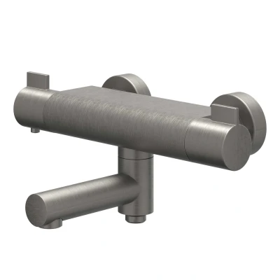 Afbeelding van IVY Pact opbouw badthermostaatkraan draaibare uitloop cooltouch Geborsteld Metal Black PVD