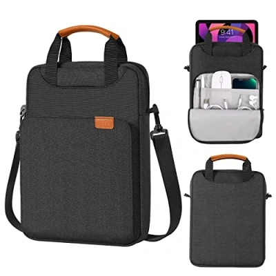 Afbeelding van MoKo 9 11 Tablet Shoulder Sleeve Bag,Fits New inch iPad Pro/Air M4/M2 2024,iPad 9/8th 10.2,iPad Air 5/4th 10.9,iPad 10th 10.9,Tab S8/S9 11,Polyester Bag with Concealed Hand Strap, Black &amp; Gray