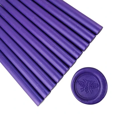 Afbeelding van Amtol 10 stuks paarse zegellak sticks voor wax zegel stempel, lijmpistool, geweldig bruiloft uitnodigingen, wijn pakketten, kaarten enveloppen, geschenkverpakking paars)