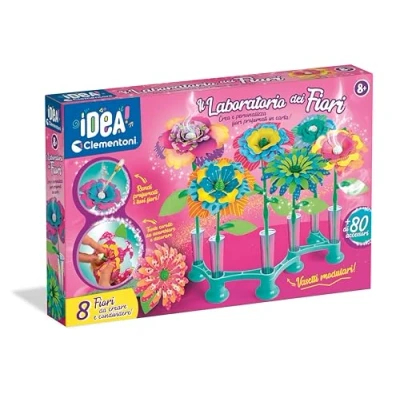 Afbeelding van Clementoni Idea Il Laboratorio dei Fiori, creatieve set voor kinderen vanaf 8 jaar, met bloemen van papier om in te kleuren en parfum veel accessoires combineren, spel Made Italy,