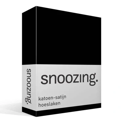 Afbeelding van Snoozing Katoen satijn Hoeslaken Tweepersoons 120x220 cm Zwart