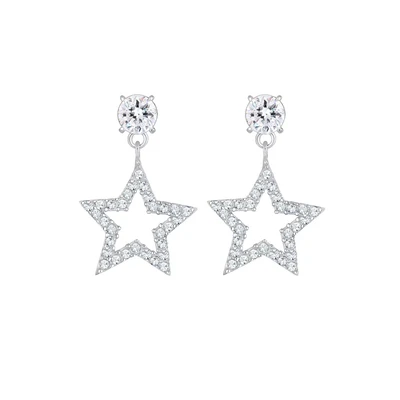 Afbeelding van Elli Sterne Sparkling Kristalle Oorbellen, Dames, Maat: One Size, Silber