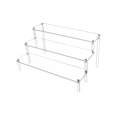 Afbeelding van QWORK 3 laags acryl displaystandaard, transparant display Riser plank voor figuren, sieraden, cupcake, lippenstift, nagellak, kruiden, 30x21x15cm