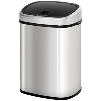 Afbeelding van HOMCOM Automatische afvalbak vuilnisbak met infraroodsensor keuken zilver 58 L / 48 851 011V01