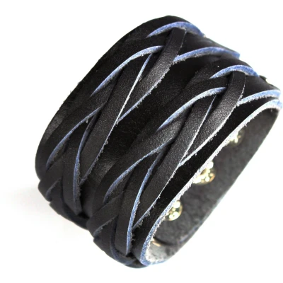 Afbeelding van Leren Mannen Armband Gevlochten Herenarmband