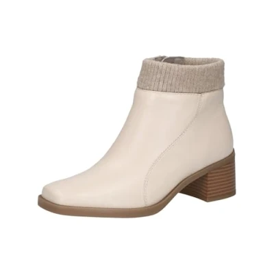 Afbeelding van Caprice Korte laarzen, Dames, Maat: 40.5, Cream perlato Leer en textiel