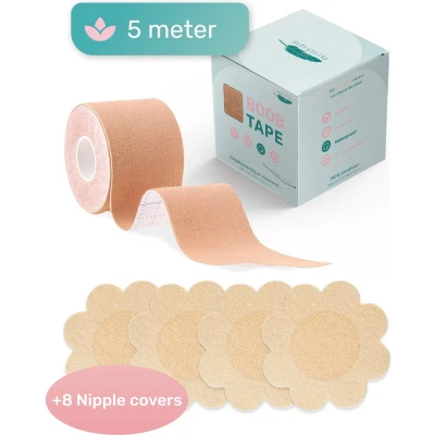 Afbeelding van Soft &amp; Silky Boob Tape + Nipple cover 8 Tepel Plakkers Stickers Borst Plak BH Bra Fashion Push up