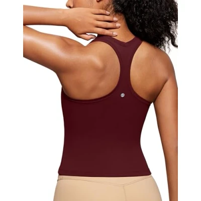 Afbeelding van CRZ Yoga Butterluxe Racerback Workout Tank Tops voor Vrouwen Mouwloze Gym Atletische Shirts Camisole Rode Merlot S