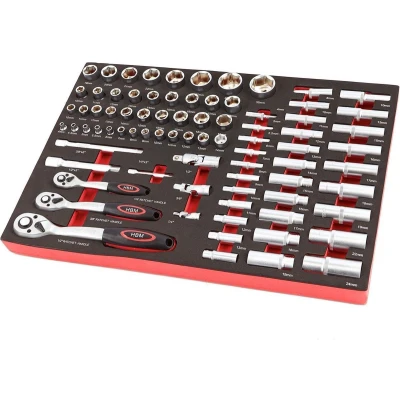 Afbeelding van HBM 80 Delige ¼, 3/8&quot; en 1/2&quot; Doppenset Foam Inlay