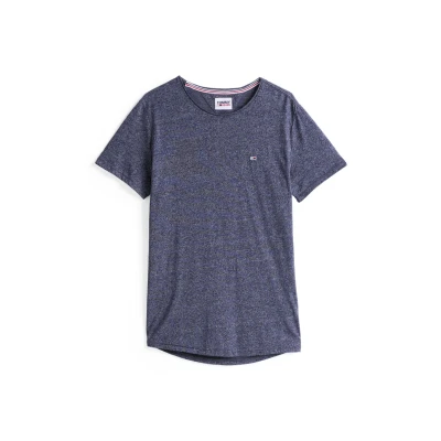 Afbeelding van Tommy Jeans SLIM Jaspe NECK Tshirt basic, Heren, Maat: XS, Twilight navy
