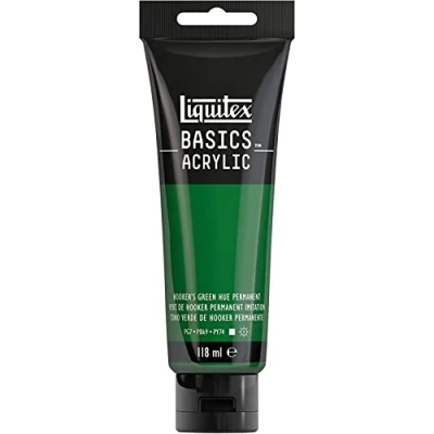 Afbeelding van Liquitex Basics 8870044 Monopigmenteerde acrylverf, kunstenaarspigmenten, lichtecht, gemiddelde viscositeit, archiefkwaliteit, zijdeglanzende afwerking, 118ml Hooker&#039;s Green