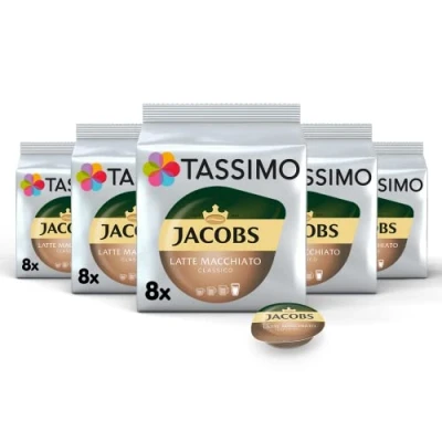 Afbeelding van Tassimo Jacobs Type Latte Macchiato Classico, 5 pack koffiespecialiteit T discs (5 x 8 dranken) Nieuw verpakkingsontwerp 264 g